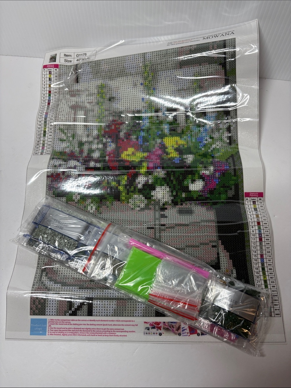 Floral Diamond Painting Kit - Multi-Color Craft Set